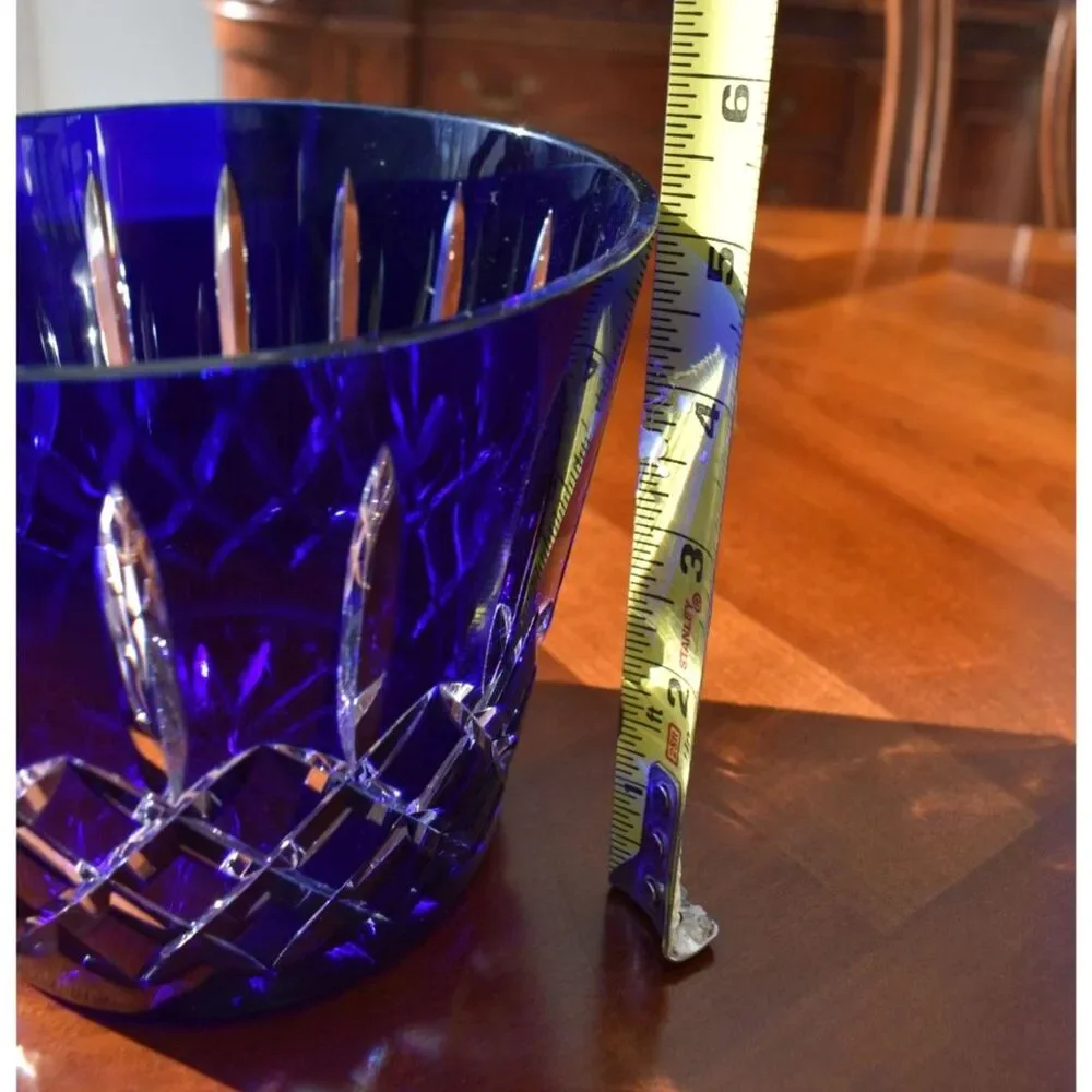 Vintage Set of AJKA Colored Crystal Old Fashioned Glasses with Ice Bucket